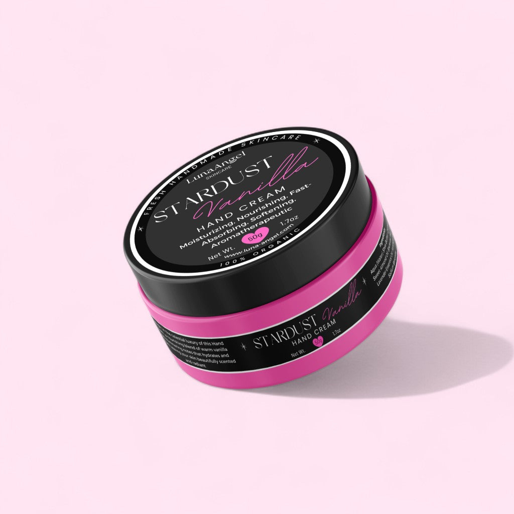Stardust Vanilla Hand Cream texture and packaging close-up