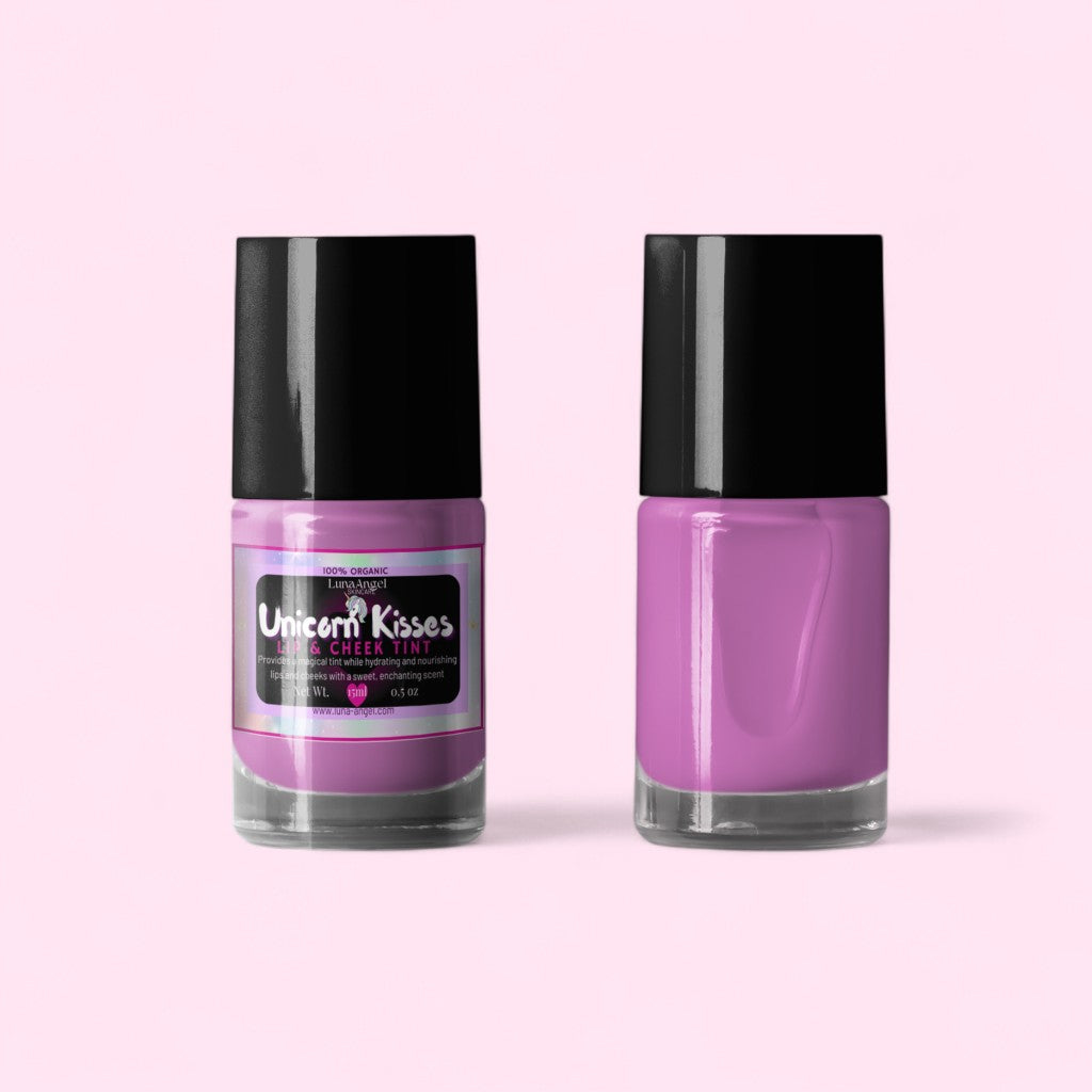 Unicorn Kisses lip and cheek tint texture with grape bubblegum flavor