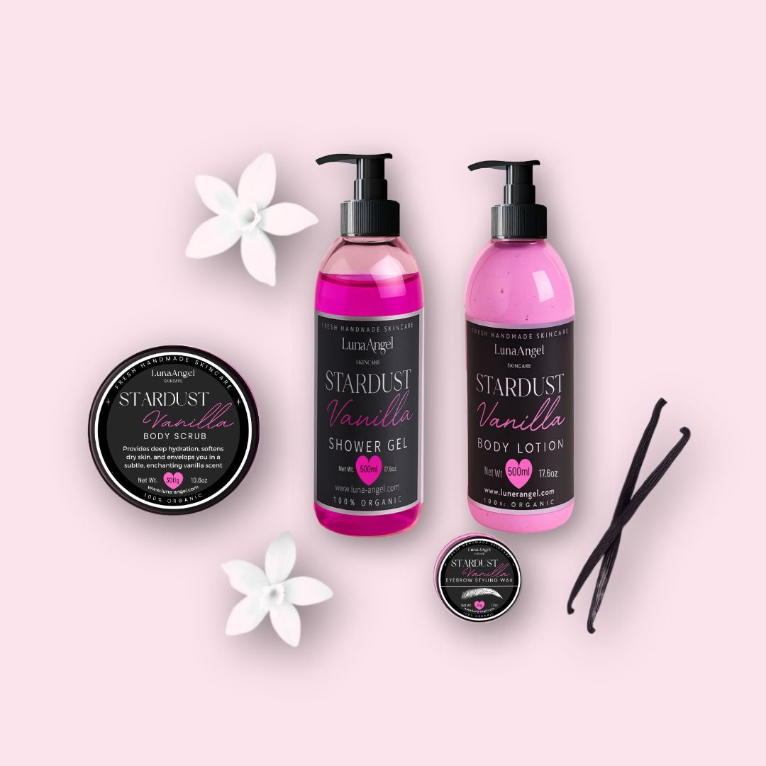 Stardust Vanilla Collection by LunaAngel – warm gourmand body care inspired by YSL Black Opium