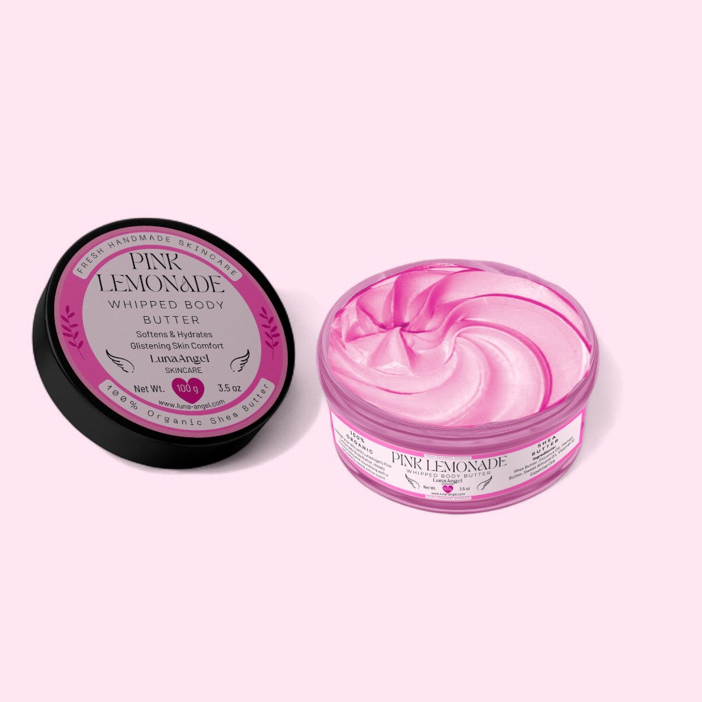 Luxury self-care routine featuring Pink Lemonade Whipped Body Butter by LunaAngel – clean beauty Egypt
