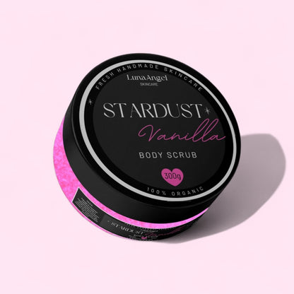 Stardust Vanilla Body Scrub packaging by LunaAngel – luxury feminine skincare Egypt
