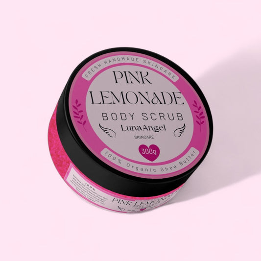 Pink Lemonade Body Scrub by LunaAngel – sweet fruity exfoliating body scrub made in Egypt

