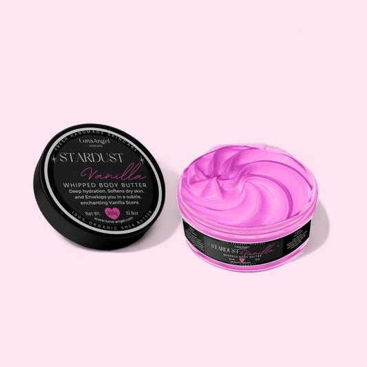 Stardust Vanilla Whipped Body Butter by LunaAngel – luxury feminine body butter made in Egypt with a warm seductive vanilla scent
