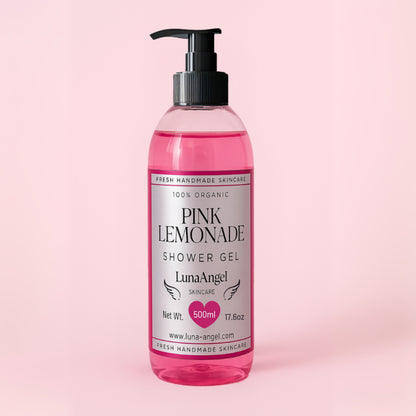 Pink Lemonade Shower Gel packaging – feminine pink body wash with cotton candy vibe
