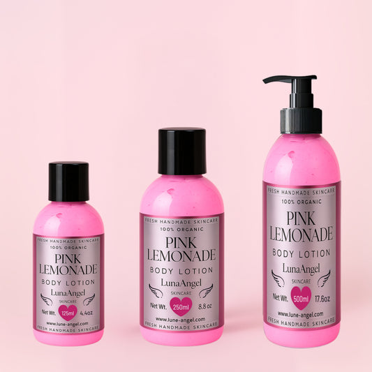 Pink Lemonade Body Lotion sizes – organic skincare Egypt – LunaAngel body lotion collection