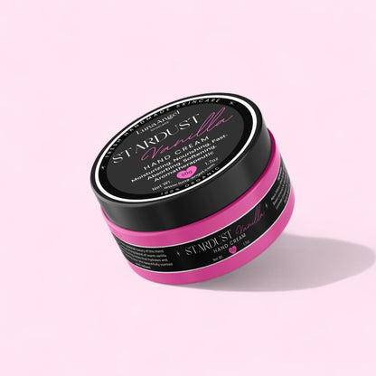 Stardust Vanilla Hand Cream texture and packaging close-up
