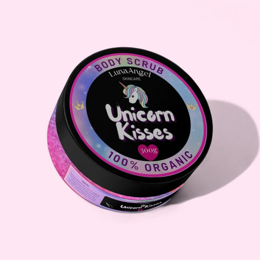 Unicorn Kisses Body Scrub by LunaAngel – fun and magical exfoliating body scrub made in Egypt with a fruity floral scent
