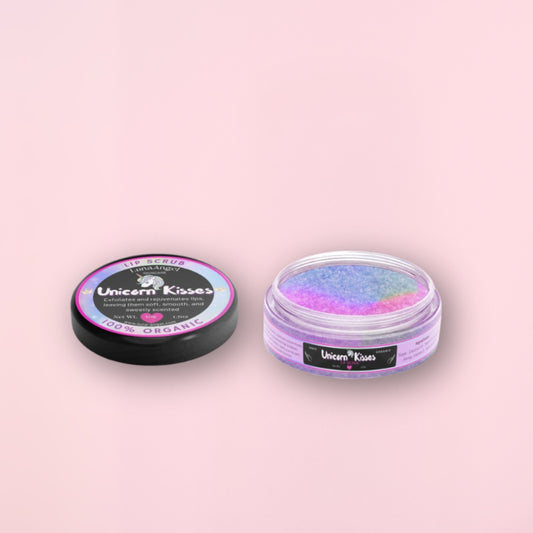 Unicorn Kisses Sugar Lip Scrub 50g by LunaAngel with colorful fruity texture
