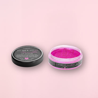 Stardust Vanilla Sugar Lip Scrub 50g by LunaAngel with rich pink texture

