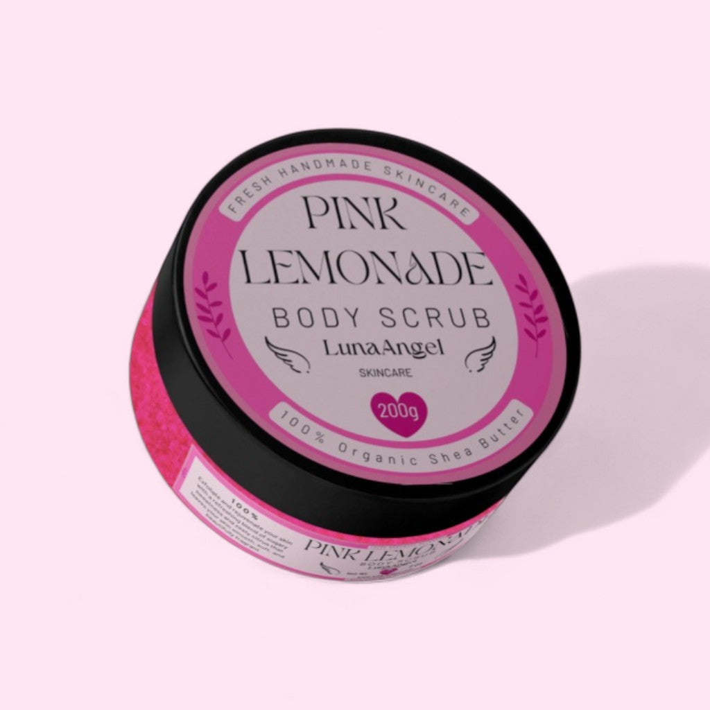 Pink Lemonade body scrub texture with exfoliating particles – clean beauty skincare Egypt
