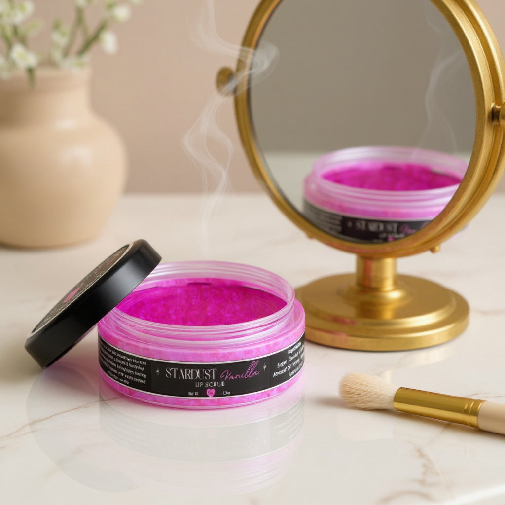 Stardust Vanilla lip scrub by LunaAngel warm luxury night aesthetic
