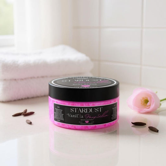 Stardust Vanilla Body Scrub self-care routine by LunaAngel – seductive vanilla body care
