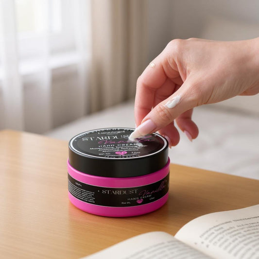 LunaAngel Stardust Vanilla Hand Cream jar with luxury vanilla scent