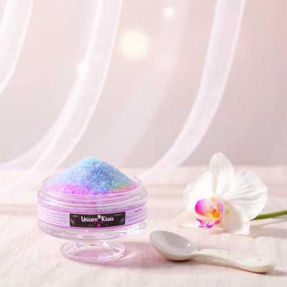 Unicorn Kisses sugar lip scrub with natural sugar crystals and organic oils
